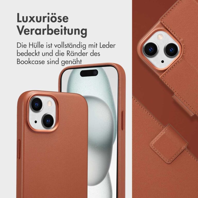 Accezz Leather Bookcase 2-in-1 met MagSafe Apple iPhone 15 - Sienna Brown - Afbeelding 6
