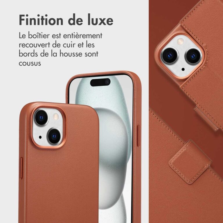Accezz Leather Bookcase 2-in-1 met MagSafe Apple iPhone 15 - Sienna Brown - Afbeelding 5