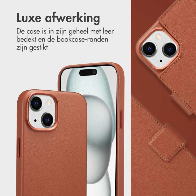 Accezz Leather Bookcase 2-in-1 met MagSafe Apple iPhone 15 - Sienna Brown - Afbeelding 4