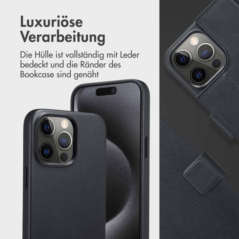 Accezz Leather Bookcase 2-in-1 met MagSafe Apple iPhone 15 Pro Max - Onyx Black - Afbeelding 6