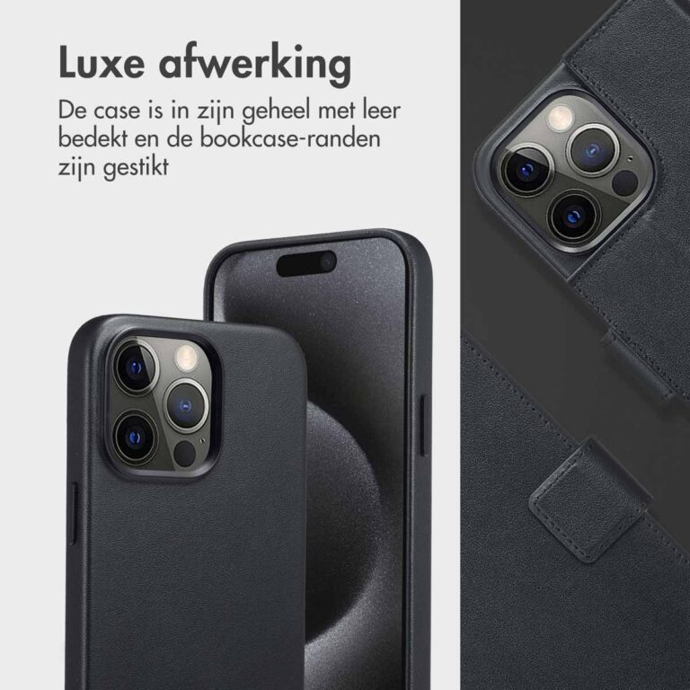 Accezz Leather Bookcase 2-in-1 met MagSafe Apple iPhone 15 Pro Max - Onyx Black - Afbeelding 4