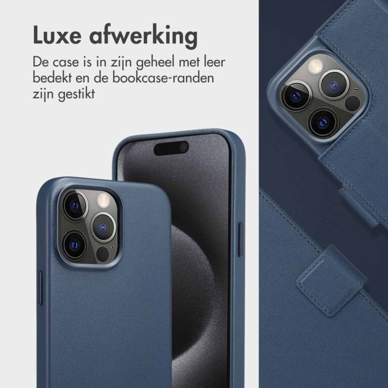 Accezz Leather Bookcase 2-in-1 met MagSafe Apple iPhone 15 Pro Max - Nightfall Blue - Afbeelding 4