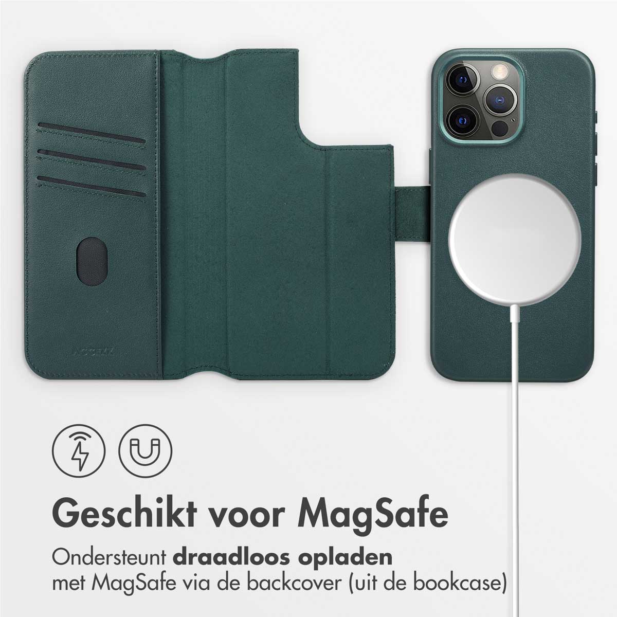 Accezz Leather Bookcase 2-in-1 met MagSafe Apple iPhone 15 Pro Max - Cedar Green