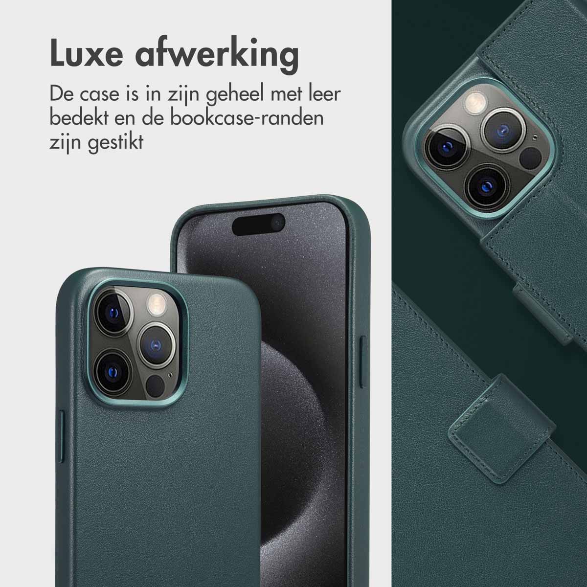 Accezz Leather Bookcase 2-in-1 met MagSafe Apple iPhone 15 Pro Max - Cedar Green - Afbeelding 7