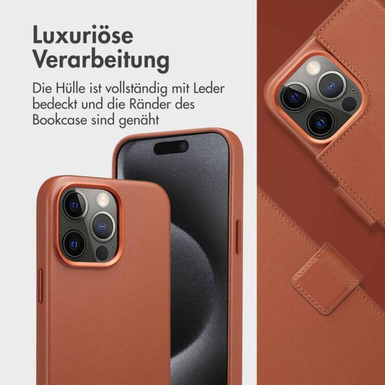 Accezz Leather Bookcase 2-in-1 met MagSafe Apple iPhone 15 Pro Max - Sienna Brown - Afbeelding 6