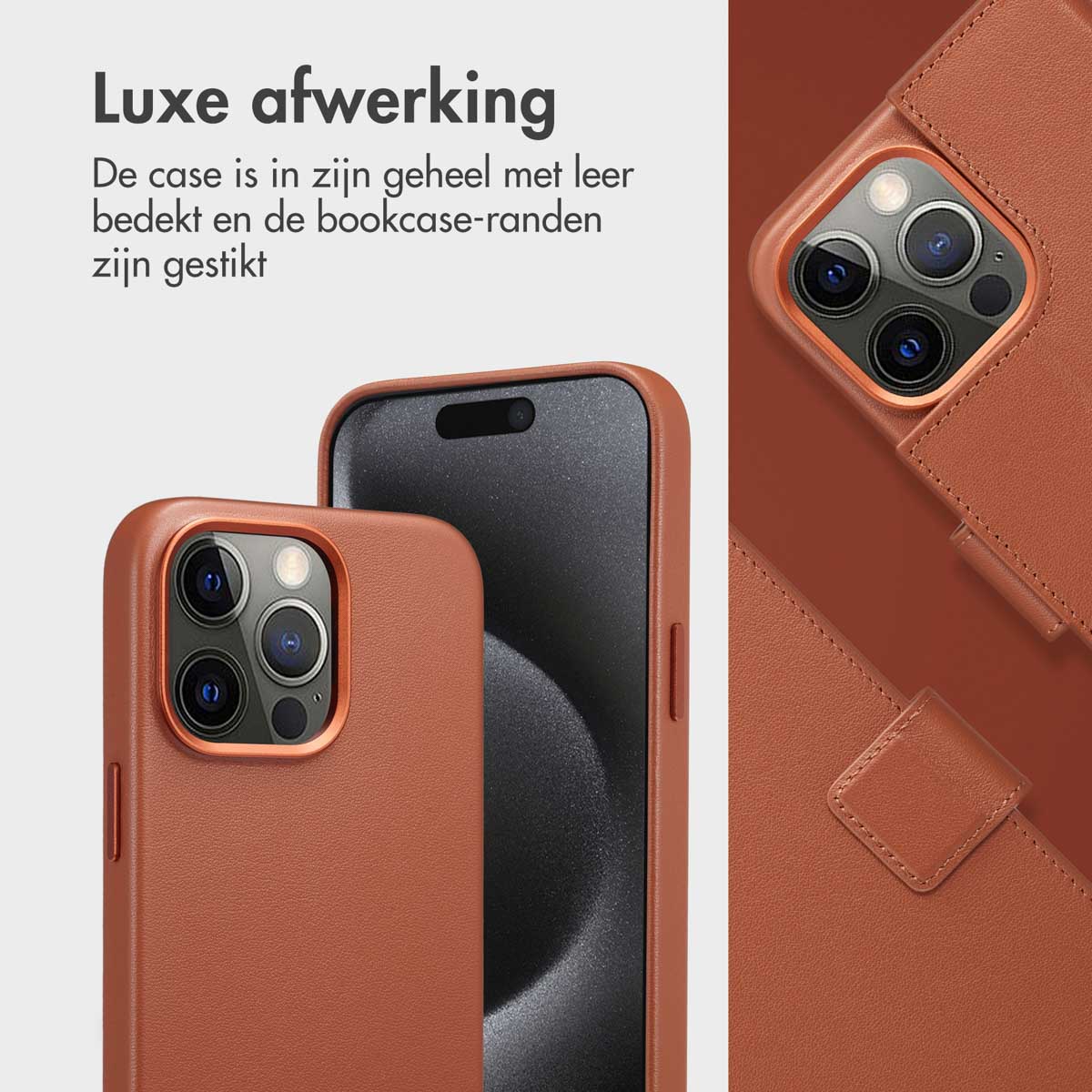 Accezz Leather Bookcase 2-in-1 met MagSafe Apple iPhone 15 Pro Max - Sienna Brown - Afbeelding 4