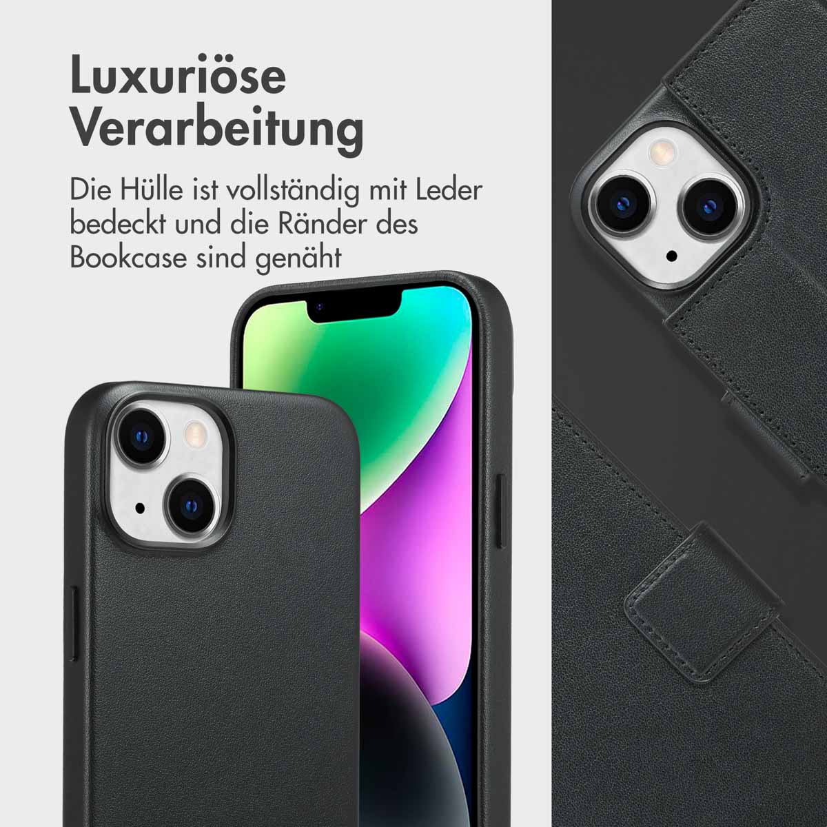 Accezz Leather Bookcase 2-in-1 met MagSafe Apple iPhone 14 - Onyx Black - Afbeelding 6