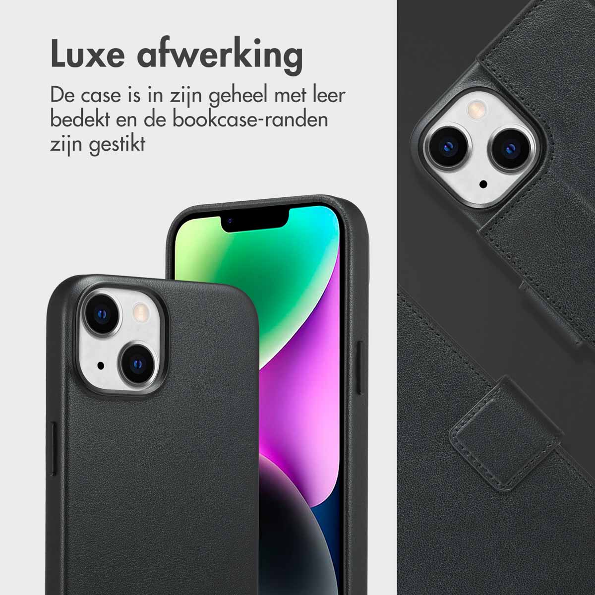 Accezz Leather Bookcase 2-in-1 met MagSafe Apple iPhone 14 - Onyx Black - Afbeelding 4