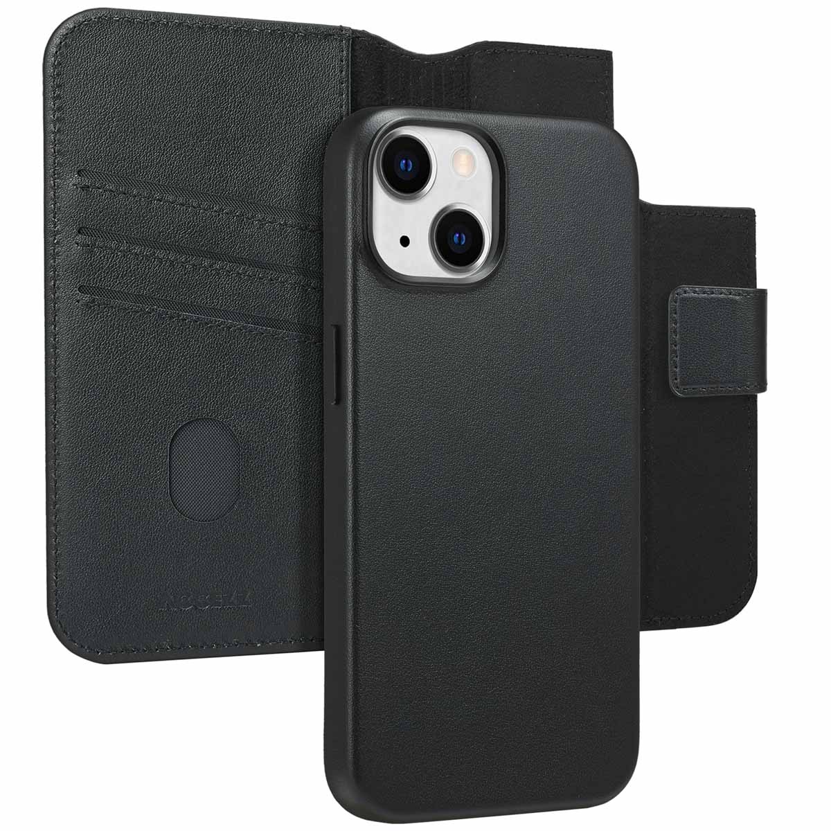Accezz Leather Bookcase 2-in-1 met MagSafe Apple iPhone 14 – Onyx Black