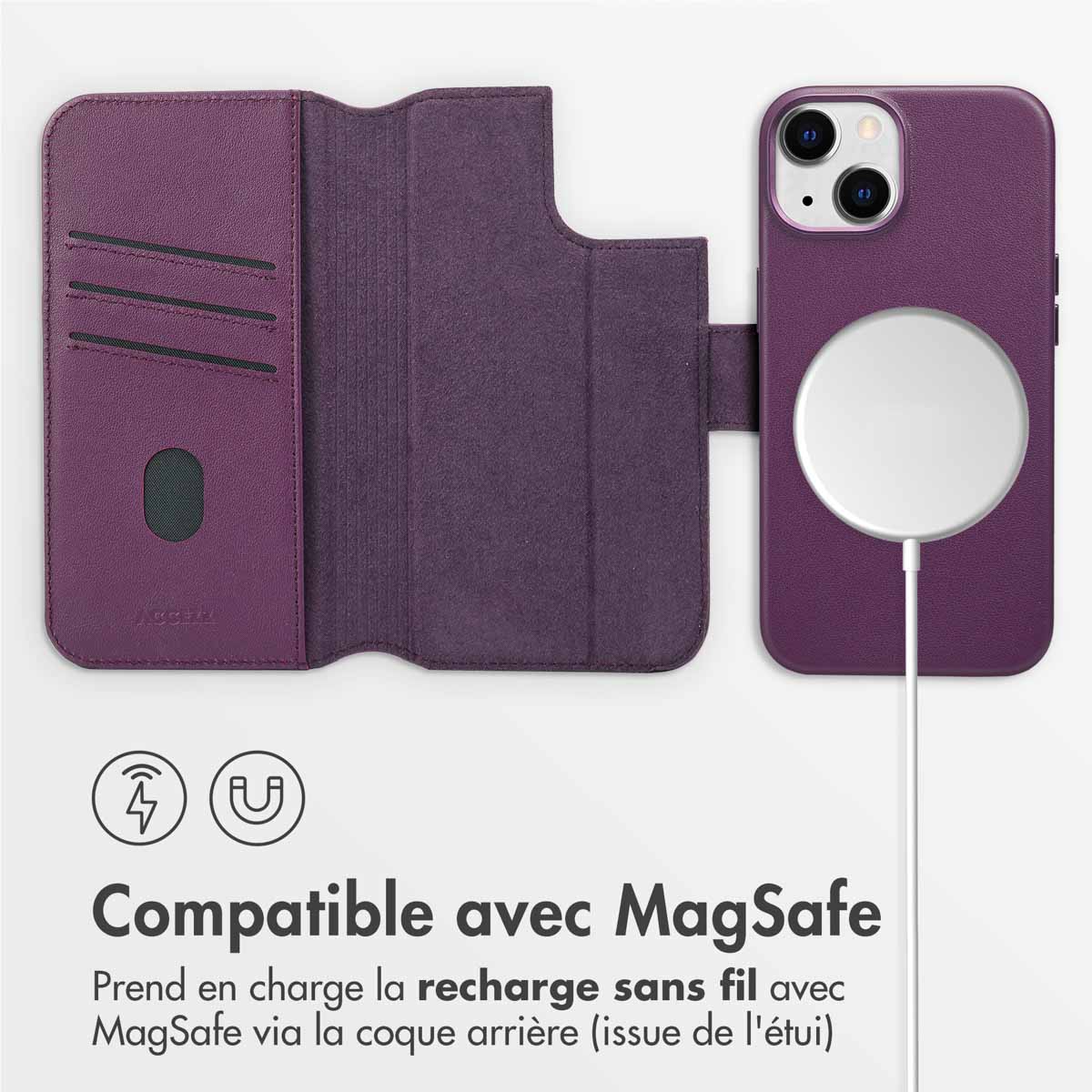 Accezz Leather Bookcase 2-in-1 met MagSafe Apple iPhone 14 - Heath Purple - Afbeelding 8