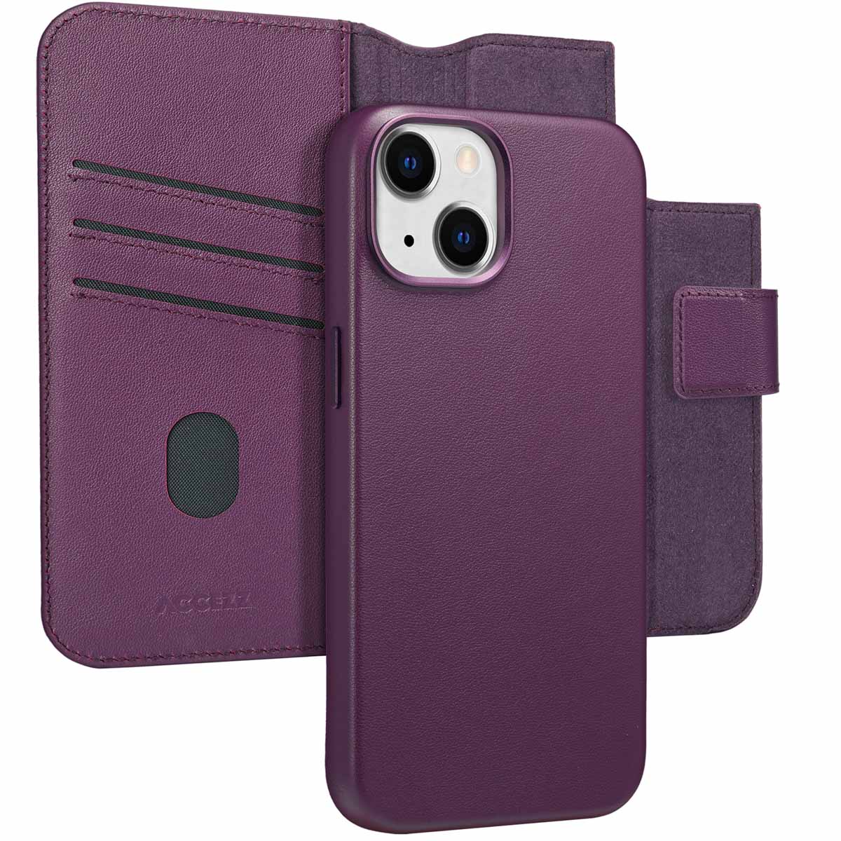 Accezz Leather Bookcase 2-in-1 met MagSafe Apple iPhone 14 – Heath Purple