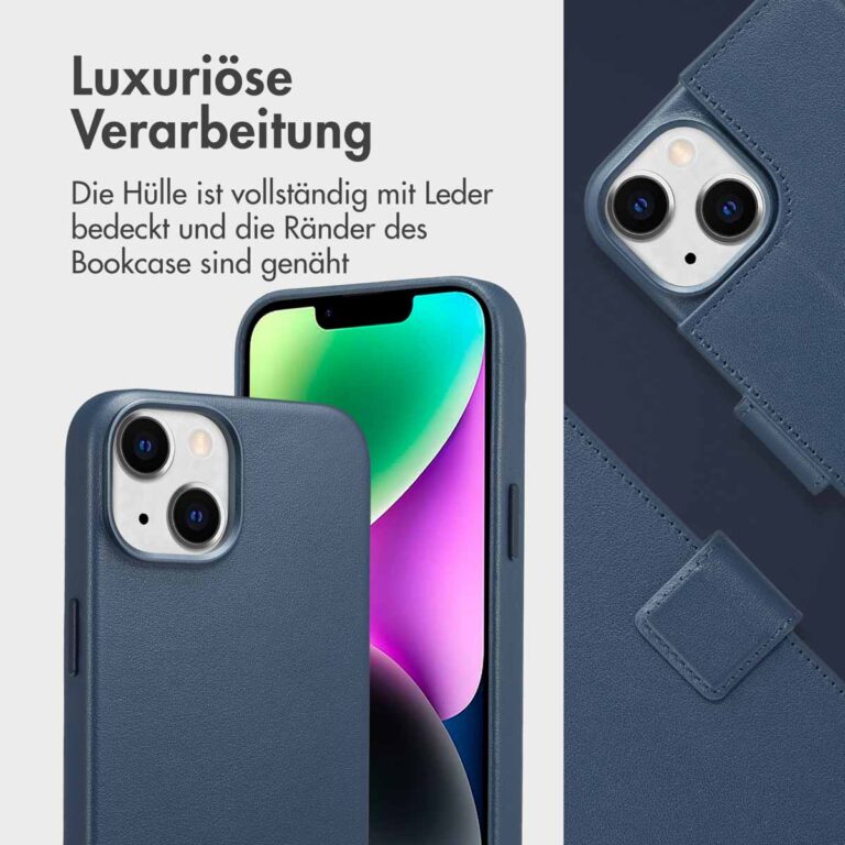 Accezz Leather Bookcase 2-in-1 met MagSafe Apple iPhone 14 - Nightfall Blue - Afbeelding 6