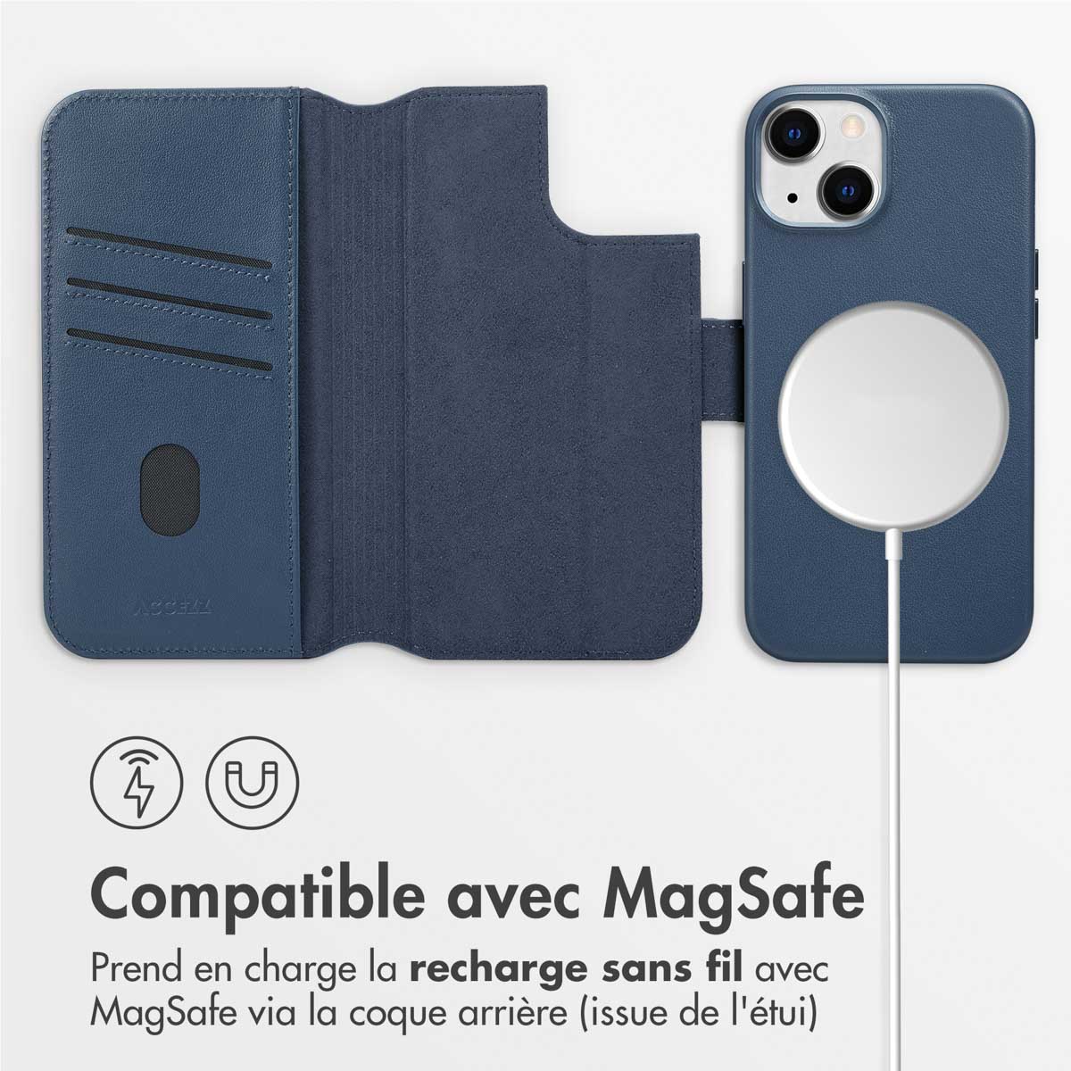 Accezz Leather Bookcase 2-in-1 met MagSafe Apple iPhone 14 - Nightfall Blue - Afbeelding 7