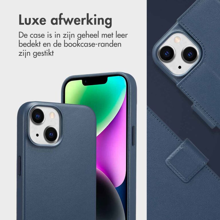 Accezz Leather Bookcase 2-in-1 met MagSafe Apple iPhone 14 - Nightfall Blue - Afbeelding 4