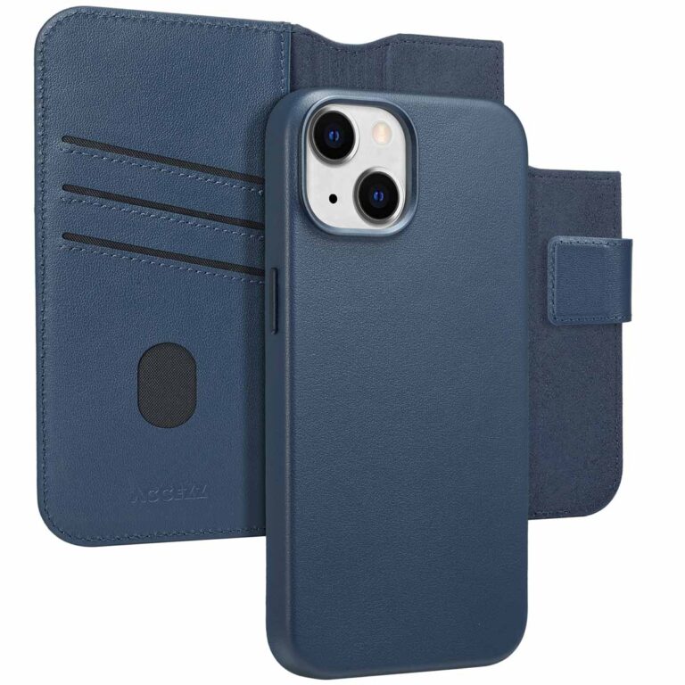 Accezz Leather Bookcase 2-in-1 met MagSafe Apple iPhone 14 - Nightfall Blue - Afbeelding 3