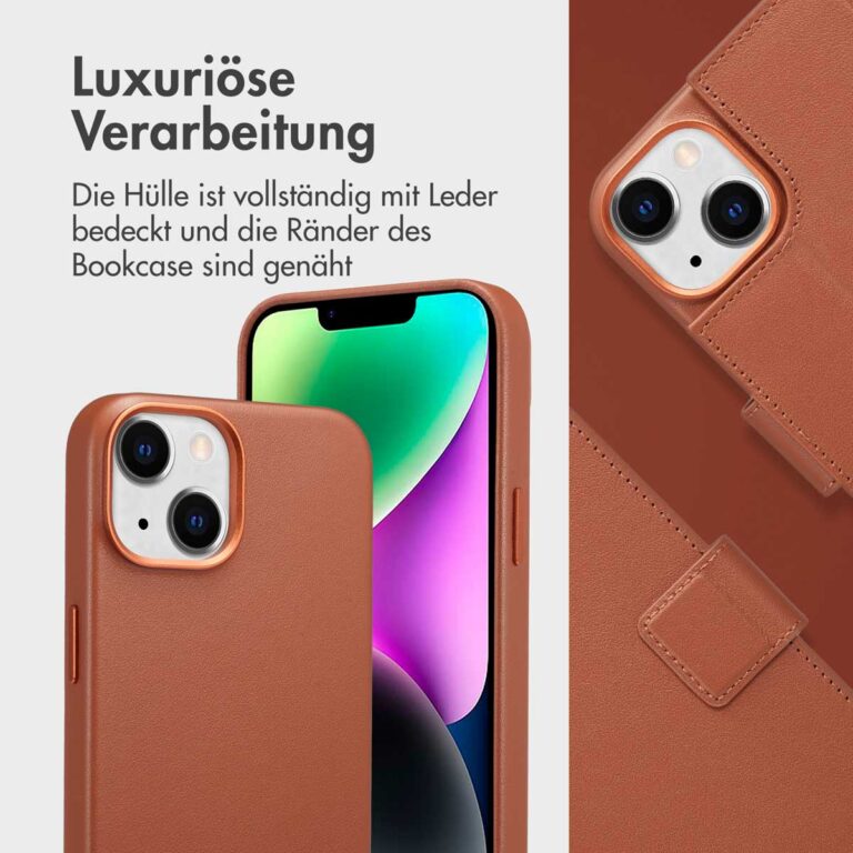 Accezz Leather Bookcase 2-in-1 met MagSafe Apple iPhone 14 - Sienna Brown - Afbeelding 6