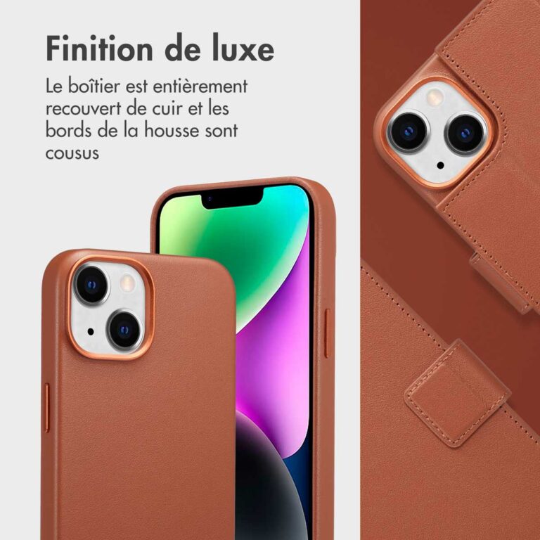 Accezz Leather Bookcase 2-in-1 met MagSafe Apple iPhone 14 - Sienna Brown - Afbeelding 5