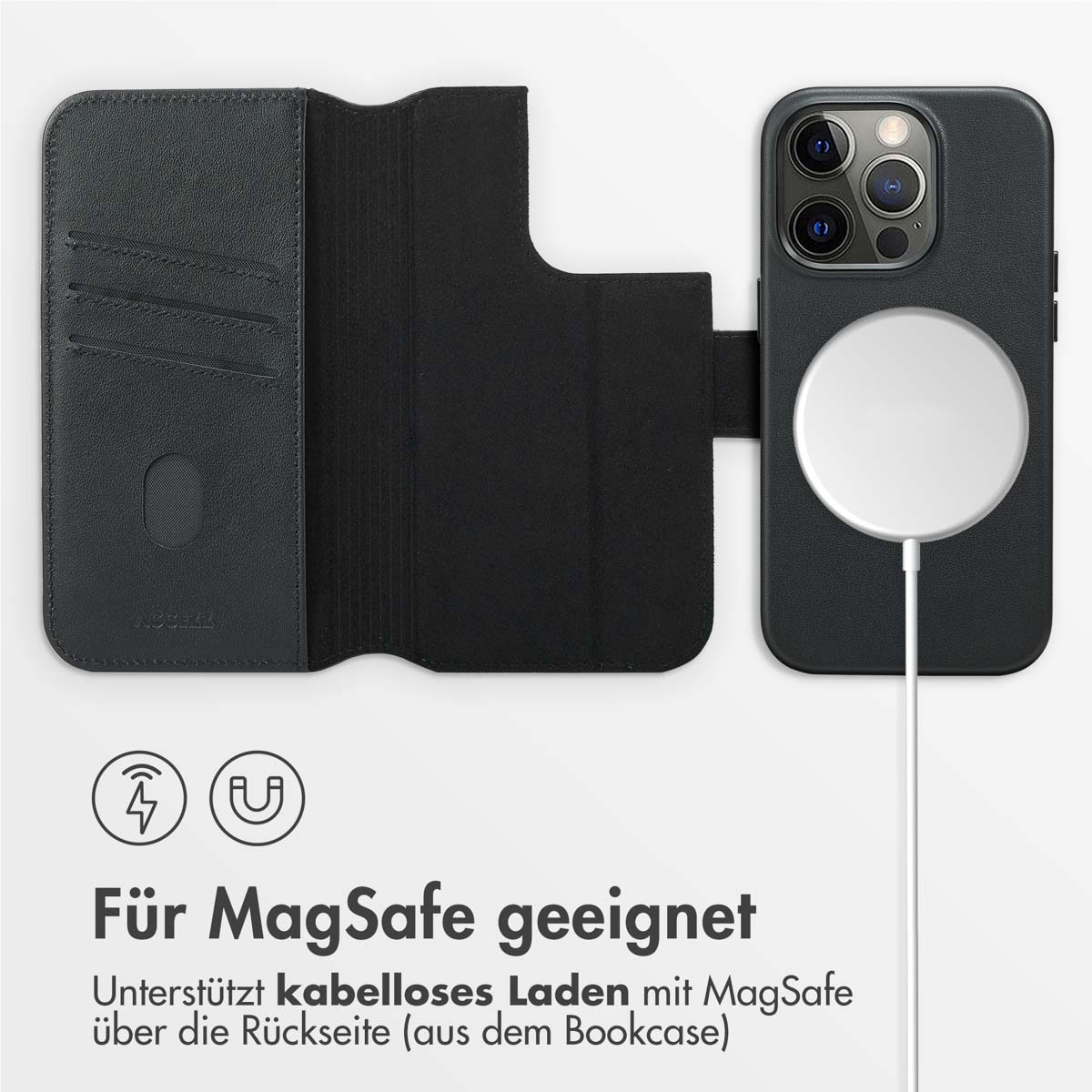 Accezz Leather Bookcase 2-in-1 met MagSafe Apple iPhone 14 Pro - Onyx Black - Afbeelding 8