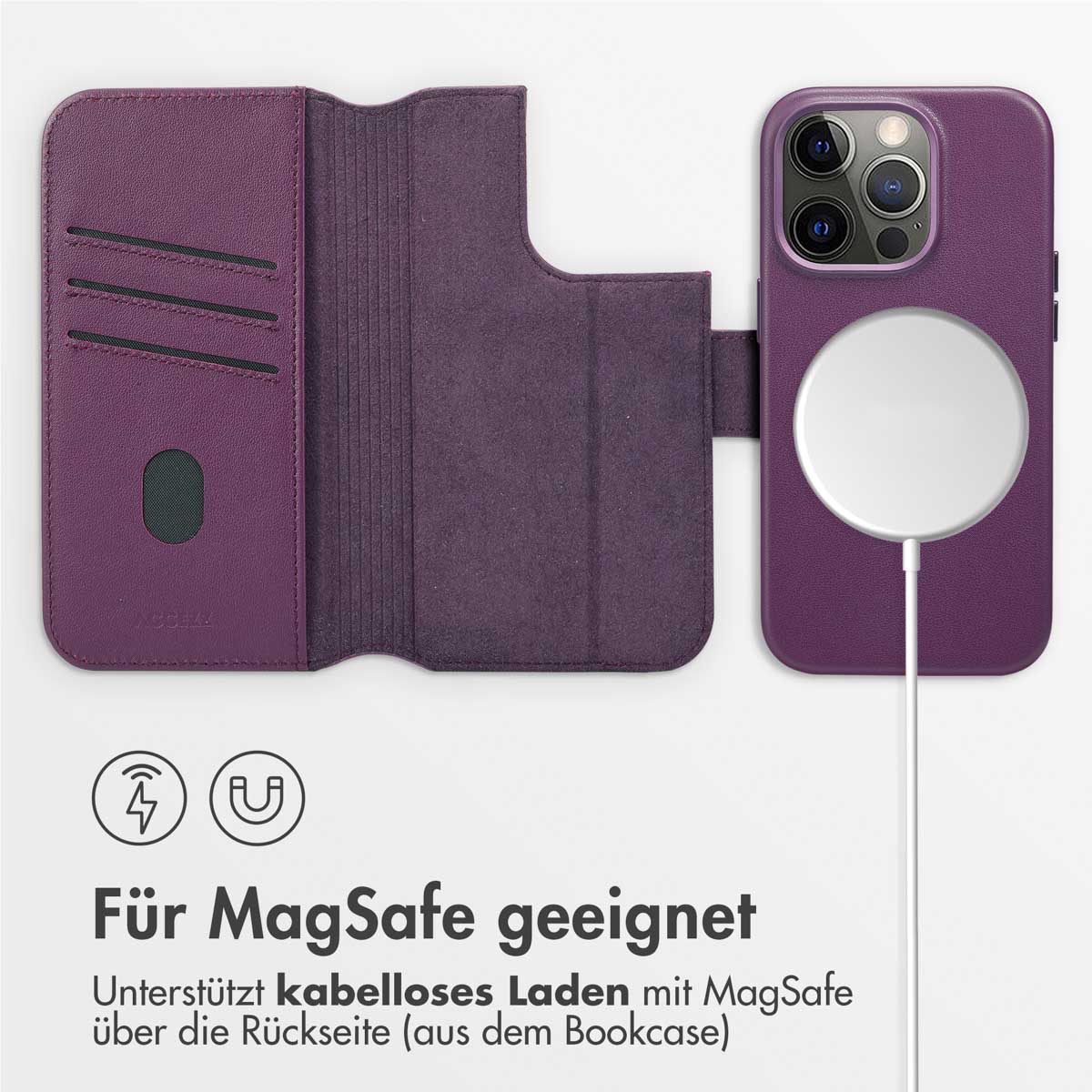 Accezz Leather Bookcase 2-in-1 met MagSafe Apple iPhone 14 Pro - Heath Purple - Afbeelding 9