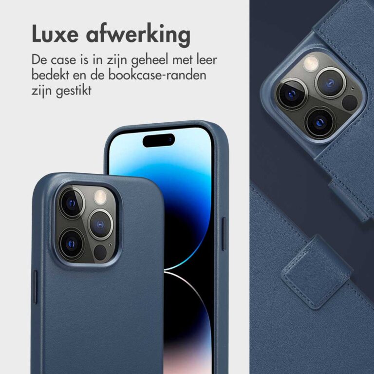 Accezz Leather Bookcase 2-in-1 met MagSafe Apple iPhone 14 Pro - Nightfall Blue - Afbeelding 4