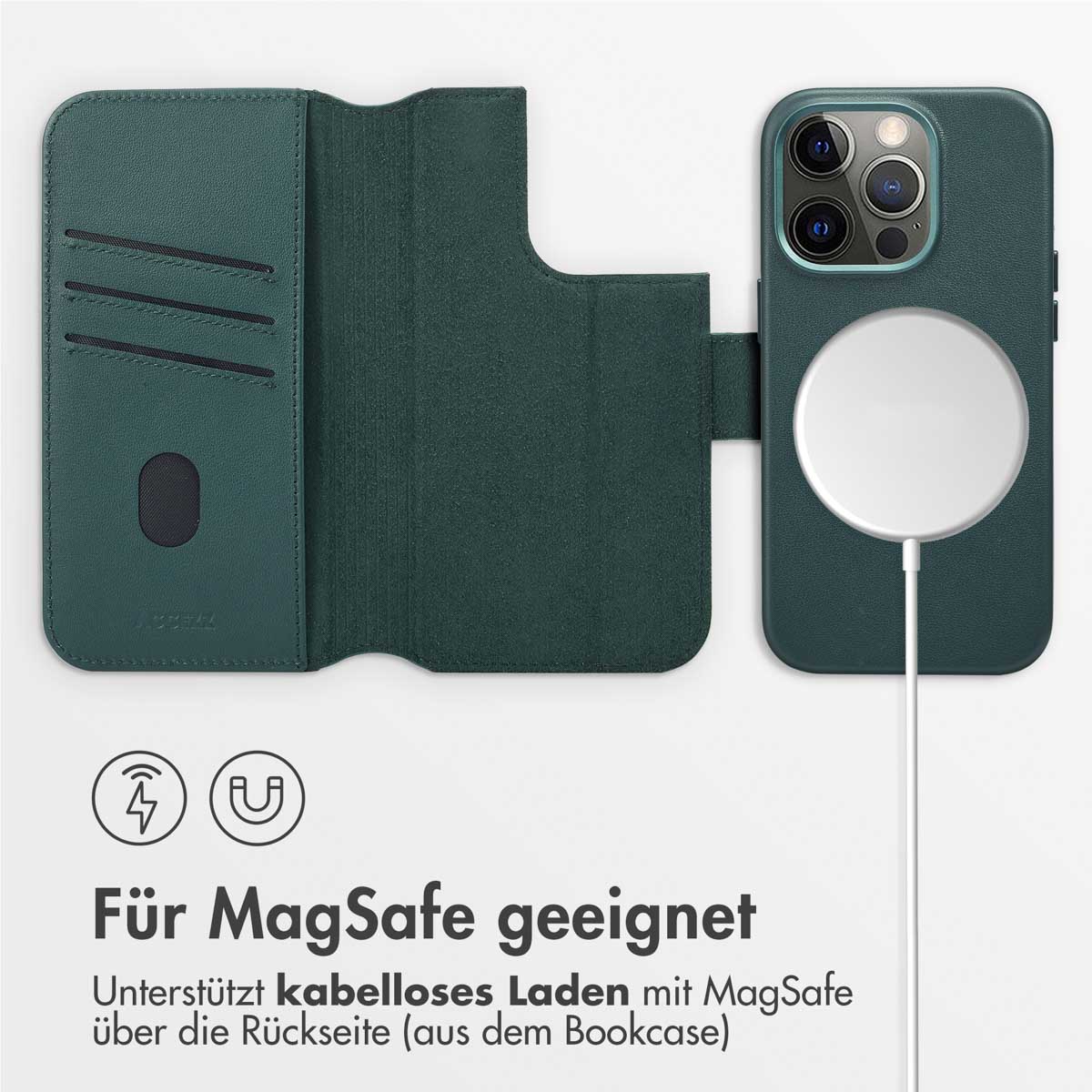 Accezz Leather Bookcase 2-in-1 met MagSafe Apple iPhone 14 Pro - Cedar Green - Afbeelding 8