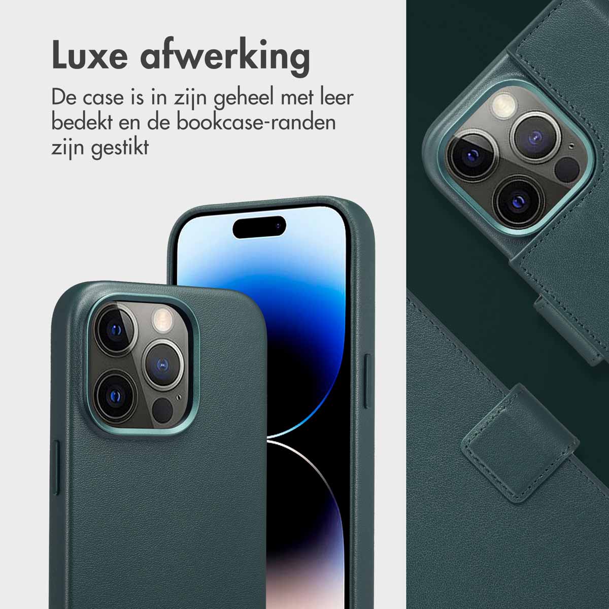 Accezz Leather Bookcase 2-in-1 met MagSafe Apple iPhone 14 Pro - Cedar Green - Afbeelding 4
