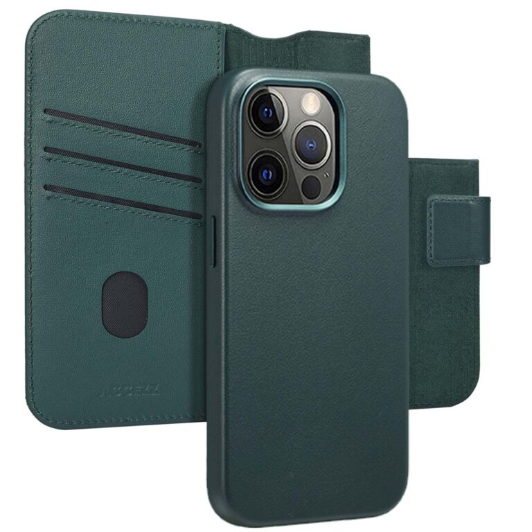 Accezz Leather Bookcase 2-in-1 met MagSafe Apple iPhone 14 Pro - Cedar Green - Afbeelding 2