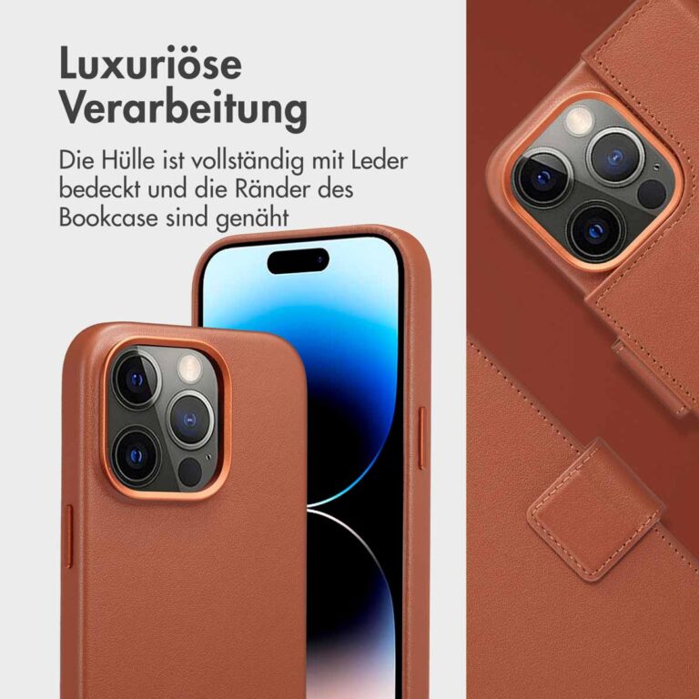 Accezz Leather Bookcase 2-in-1 met MagSafe Apple iPhone 14 Pro - Sienna Brown - Afbeelding 6