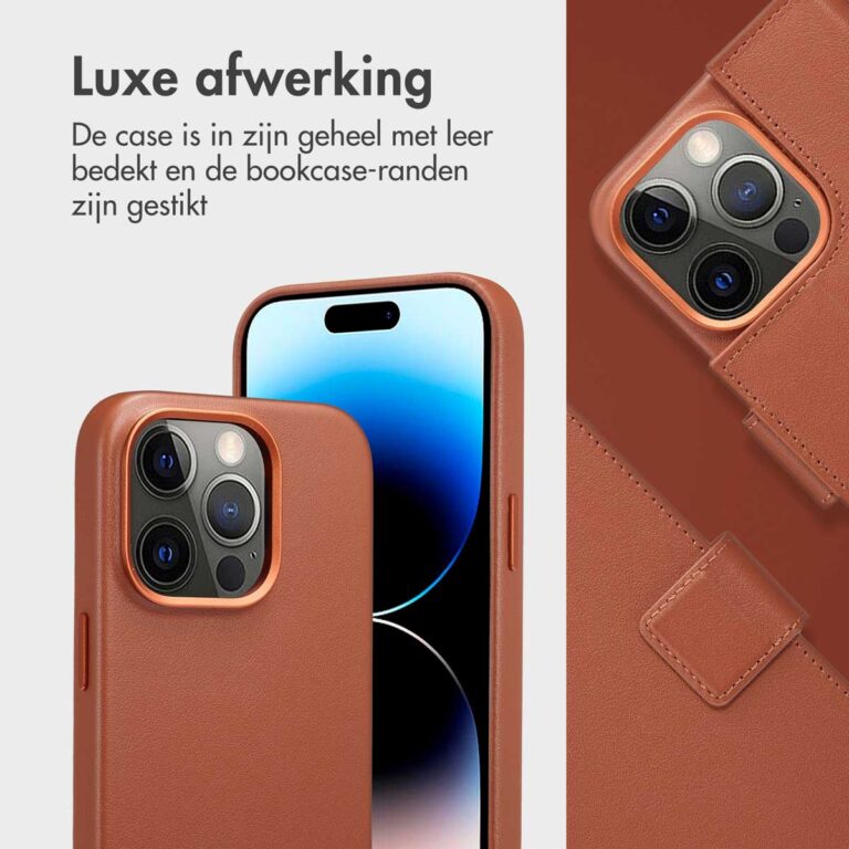 Accezz Leather Bookcase 2-in-1 met MagSafe Apple iPhone 14 Pro - Sienna Brown - Afbeelding 4