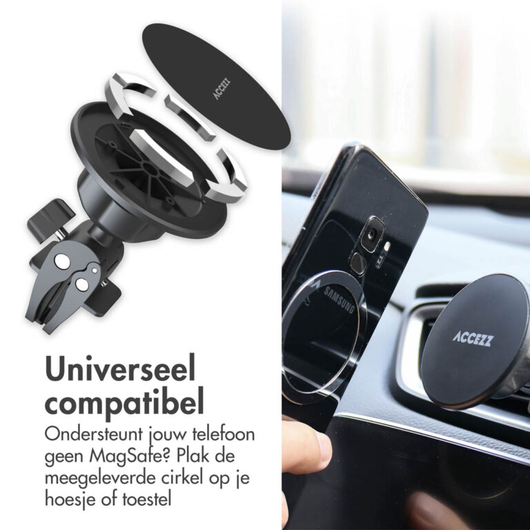 Accezz Telefoonhouder auto - MagSafe - Inclusief Magnetische Cirkel - Ventilatierooster - Zwart - Afbeelding 6
