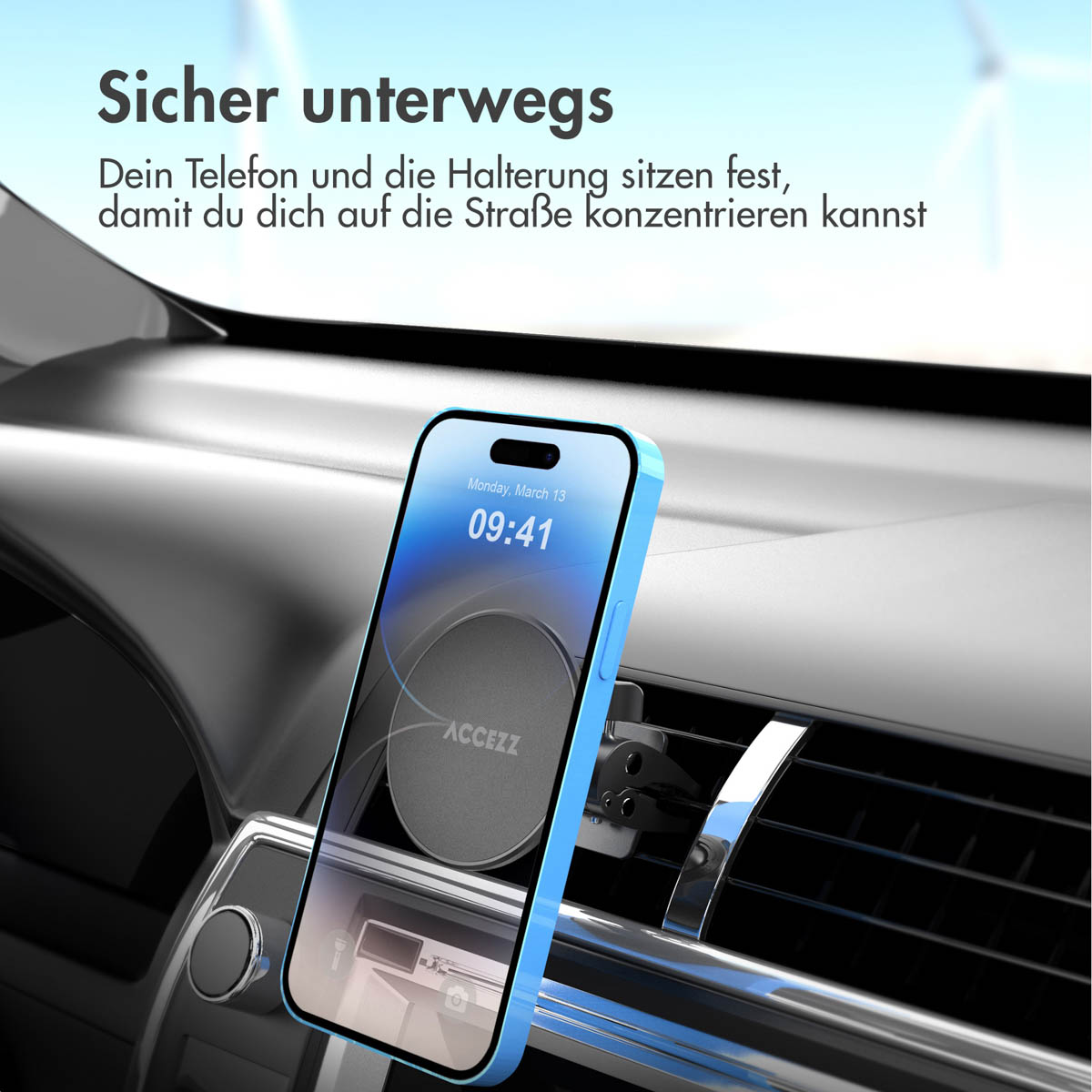 Accezz Telefoonhouder auto - MagSafe - Inclusief Magnetische Cirkel - Ventilatierooster - Zwart - Afbeelding 10