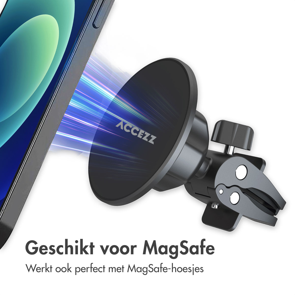 Accezz Telefoonhouder auto - MagSafe - Inclusief Magnetische Cirkel - Ventilatierooster - Zwart - Afbeelding 5