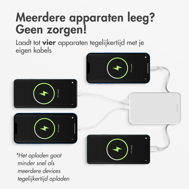 Accezz Powerbank 10.000 mAh met geïntegreerde kabels - Wit - Afbeelding 9
