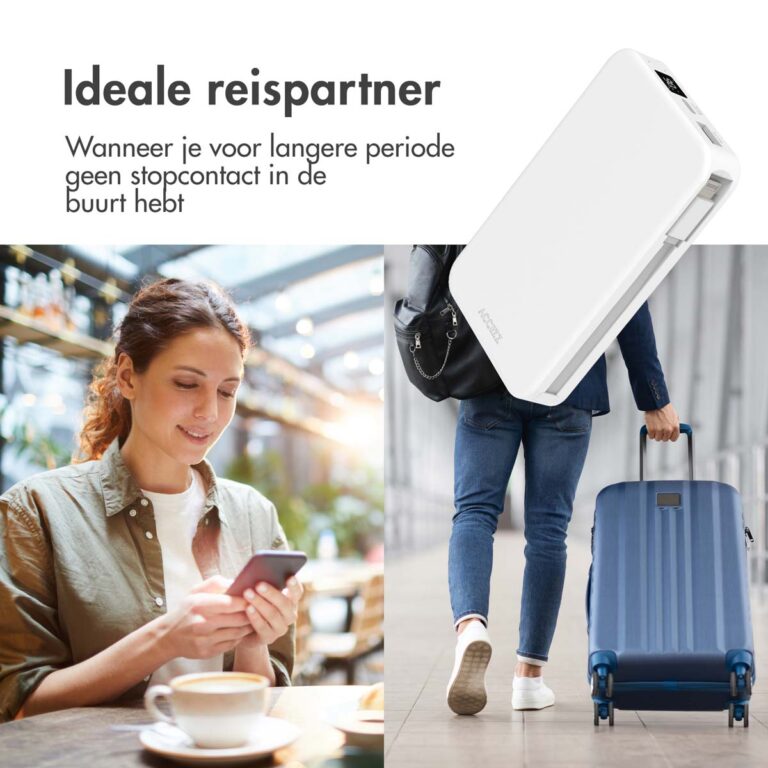 Accezz Powerbank 10.000 mAh met geïntegreerde kabels - Wit - Afbeelding 8