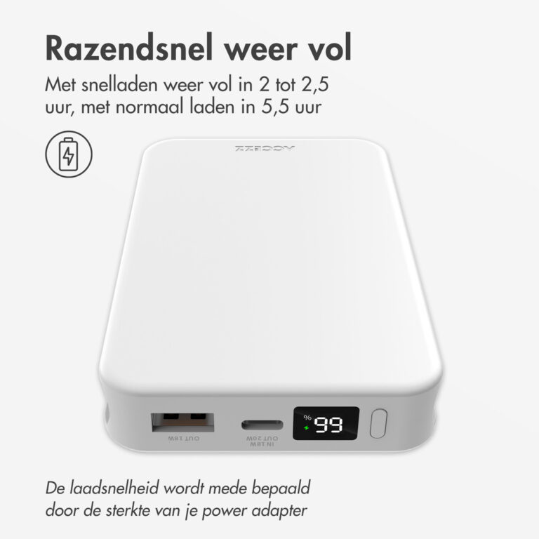 Accezz Powerbank 10.000 mAh met geïntegreerde kabels - Wit - Afbeelding 3