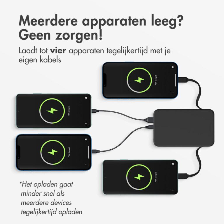 Accezz Powerbank 10.000 mAh met geïntegreerde kabels - Zwart - Afbeelding 6