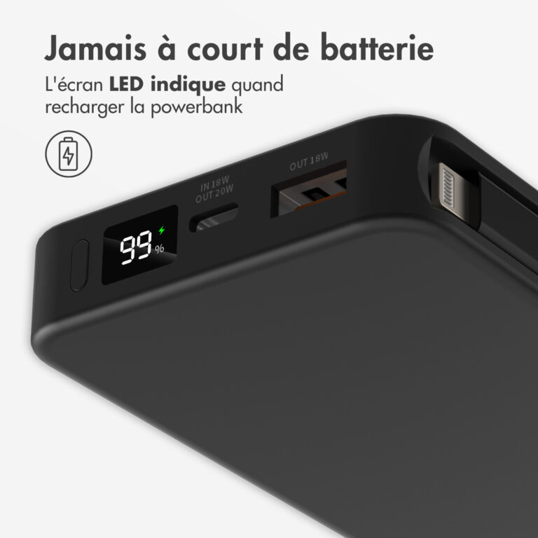 Accezz Powerbank 10.000 mAh met geïntegreerde kabels - Zwart - Afbeelding 9