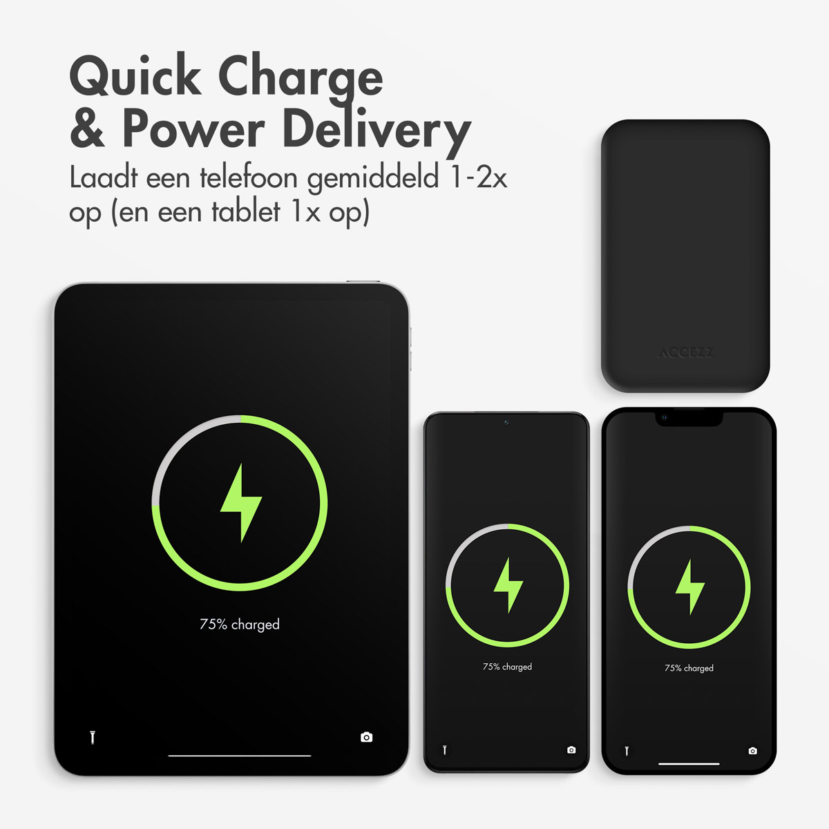 Accezz Powerbank 10.000 mAh met geïntegreerde kabels - Zwart - Afbeelding 4