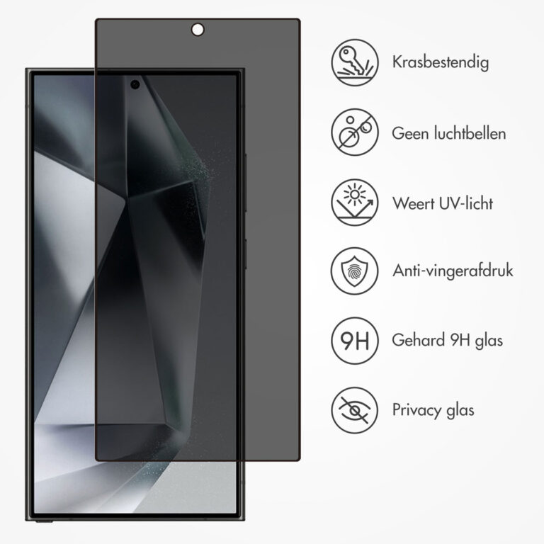 Accezz Gehard Glas Privacy Screenprotector Samsung Galaxy S24 Ultra - Transparant - Afbeelding 8