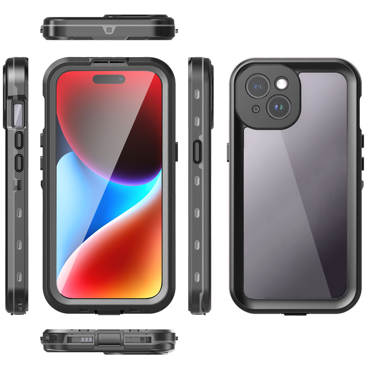 Redpepper Dot Plus Waterproof Backcover Apple iPhone 15 - Zwart - Afbeelding 9