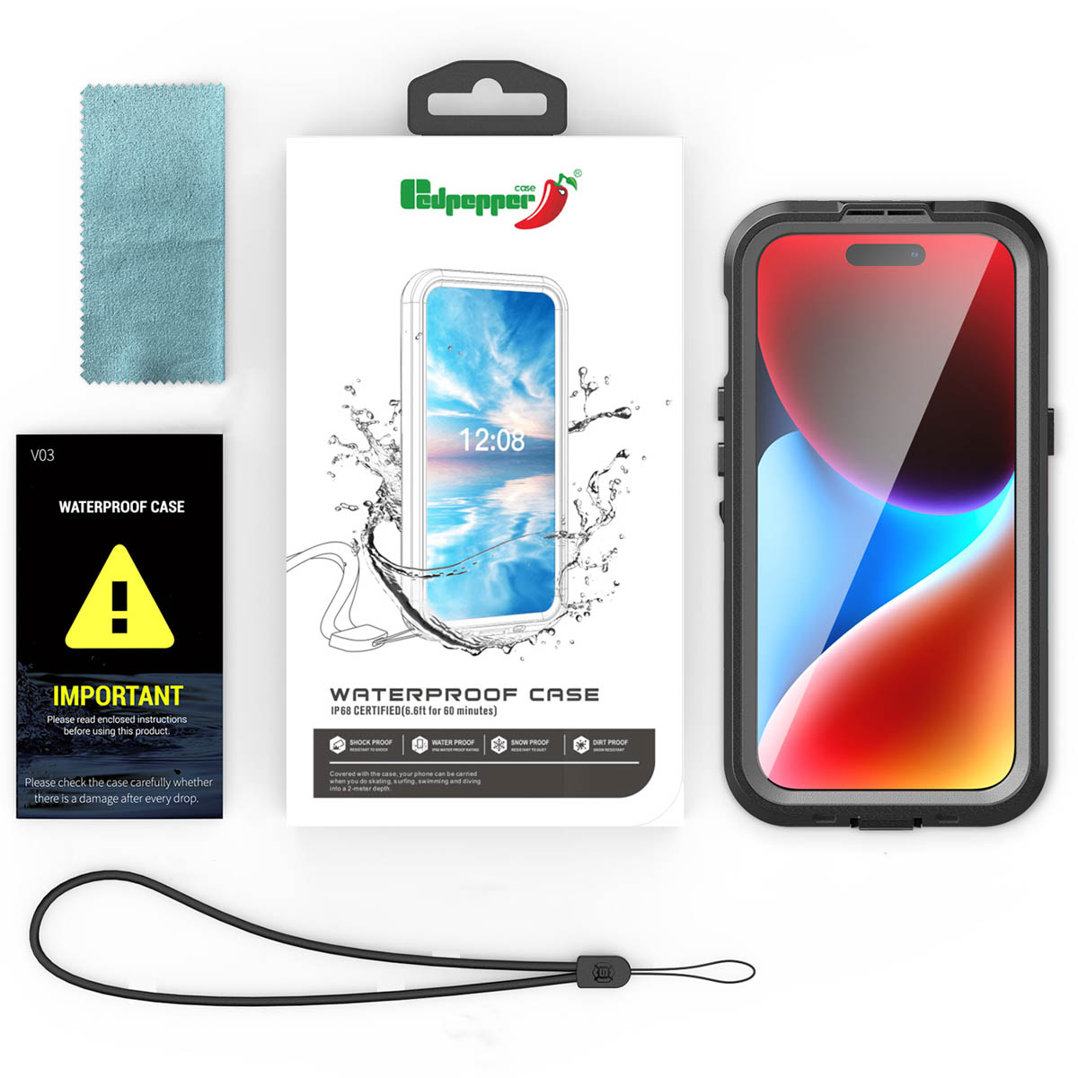Redpepper Dot Plus Waterproof Backcover Apple iPhone 15 – Zwart