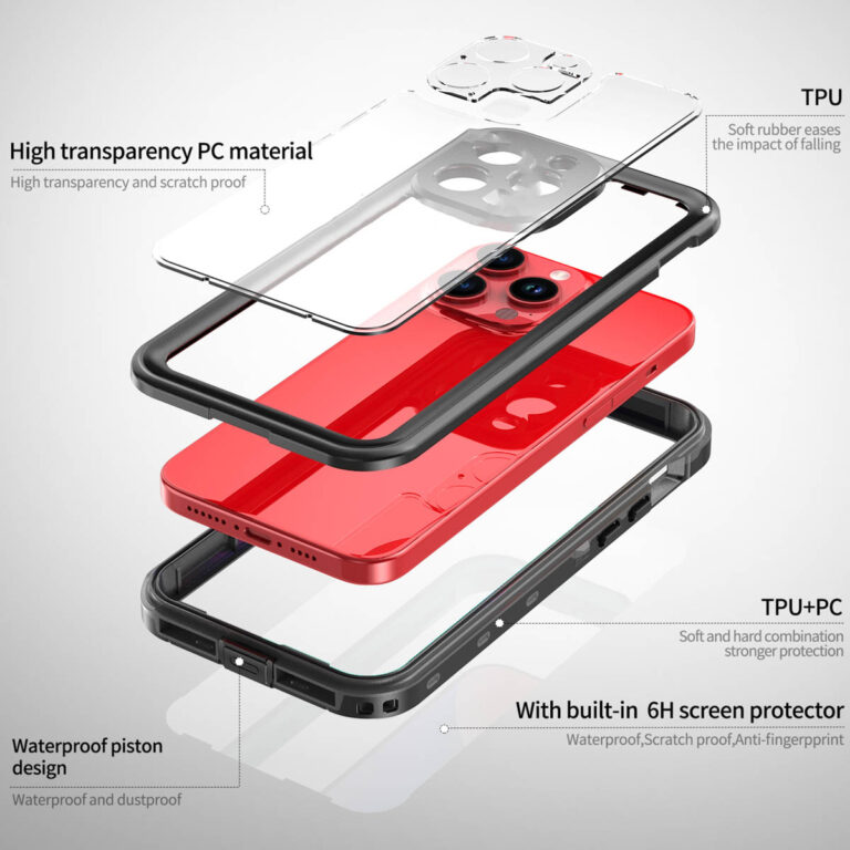 Redpepper Dot Plus Waterproof Backcover Apple iPhone 15 Pro Max - Zwart - Afbeelding 8