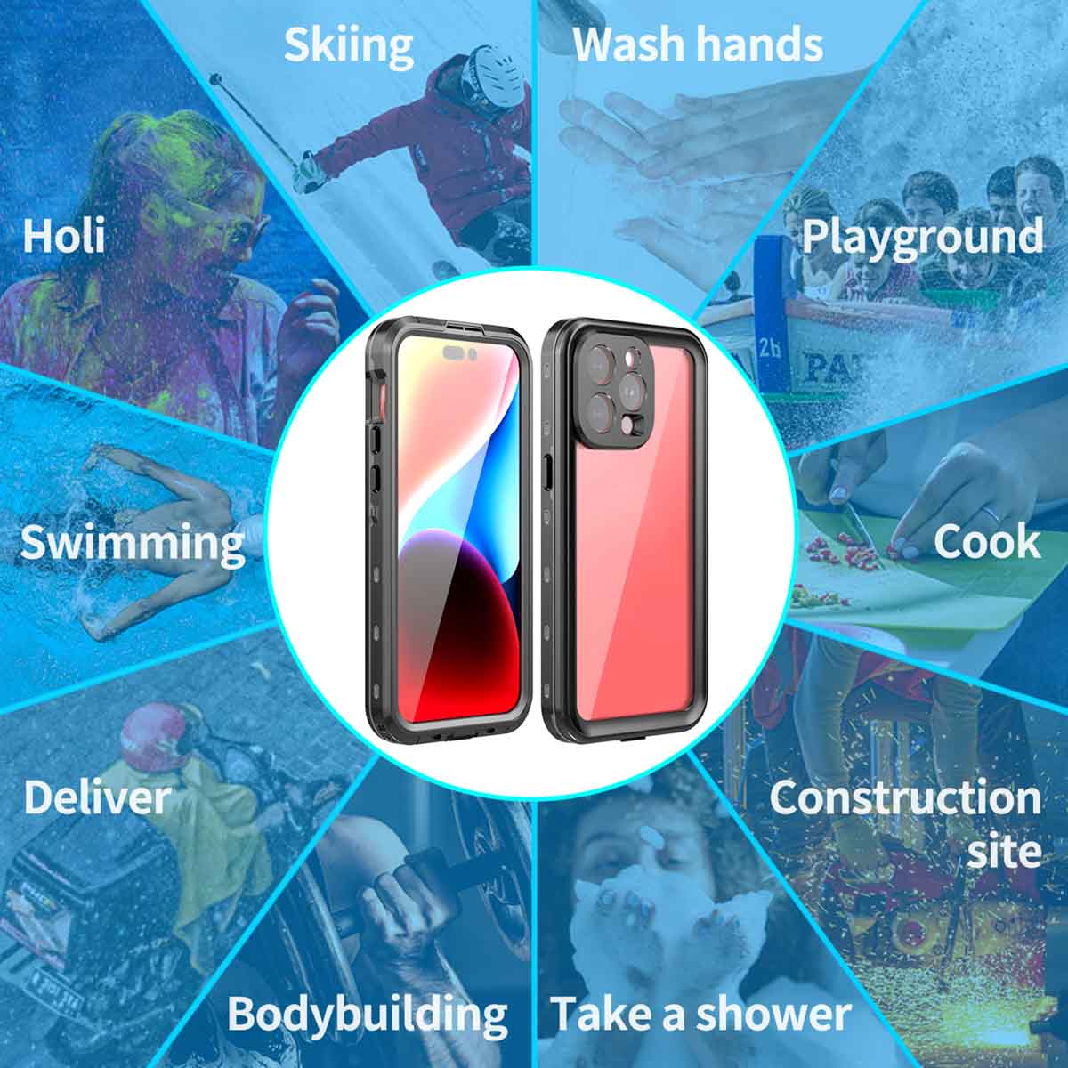 Redpepper Dot Plus Waterproof Backcover Apple iPhone 15 Pro Max - Zwart - Afbeelding 2