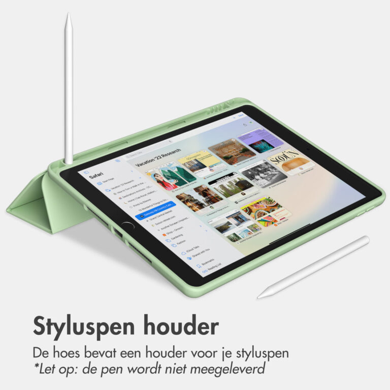 Accezz Smart Silicone Bookcase Apple iPad 9 (2021) 10.2 inch / iPad 8 (2020) 10.2 inch / iPad 7 (2019) 10.2 inch - Lichtgroen - Afbeelding 7