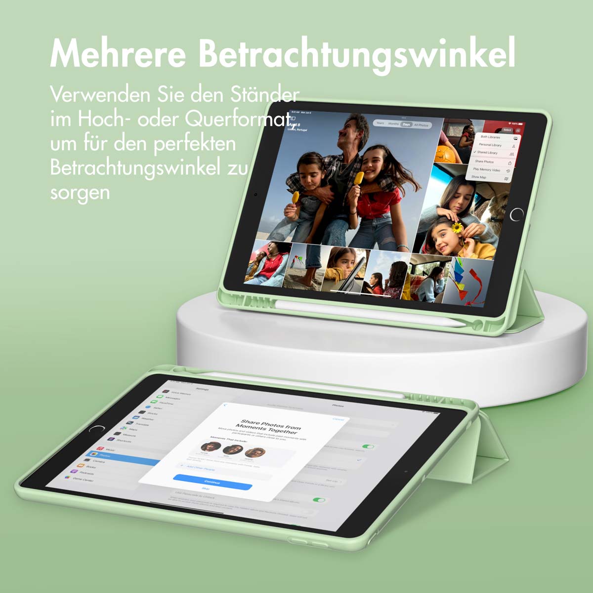 Accezz Smart Silicone Bookcase Apple iPad 9 (2021) 10.2 inch / iPad 8 (2020) 10.2 inch / iPad 7 (2019) 10.2 inch - Lichtgroen - Afbeelding 8