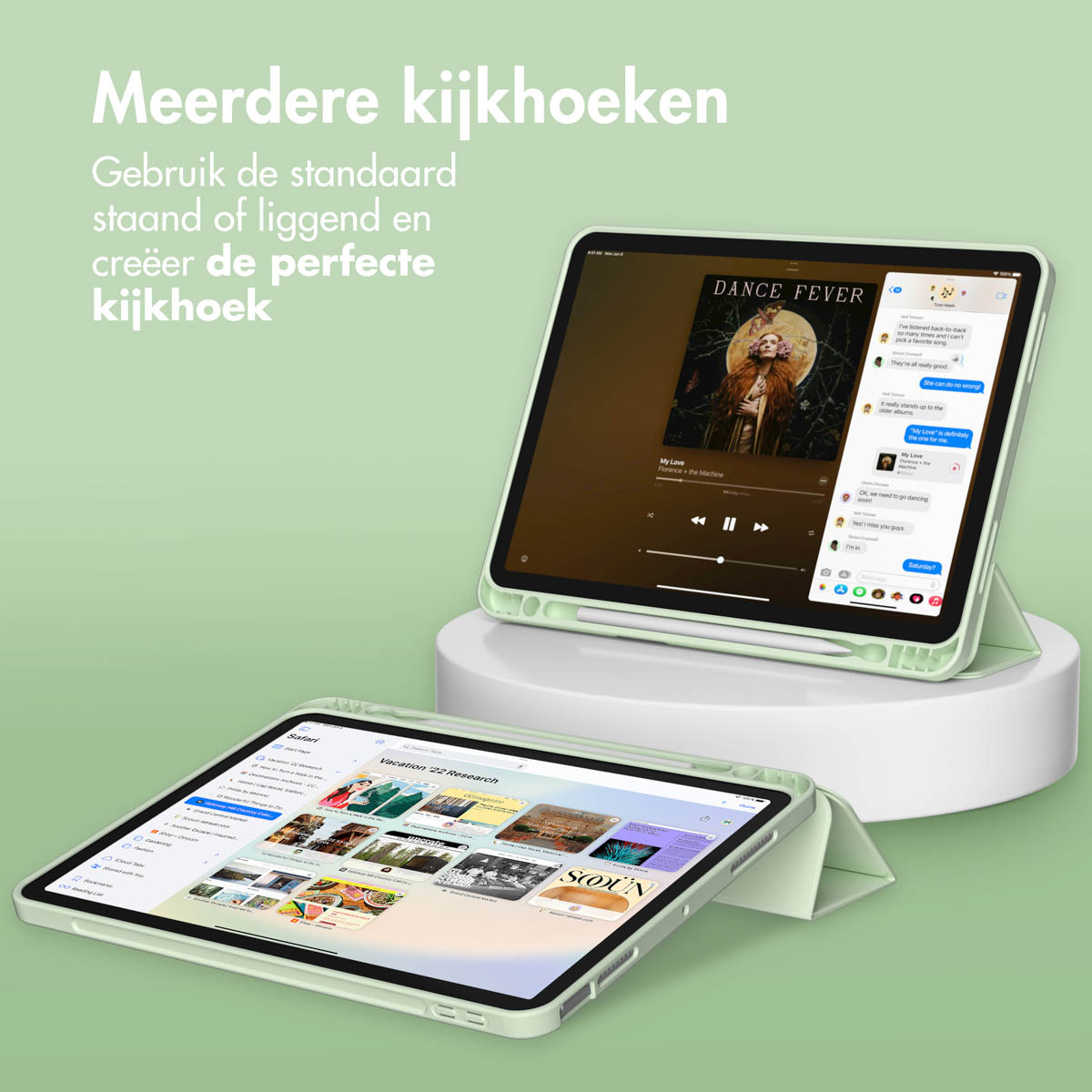 Accezz Smart Silicone Bookcase Apple iPad Air 11 inch (2025) M3 / (2024) M2 / Air 5 (2022) / Air 4 (2020) - Lichtgroen - Afbeelding 7