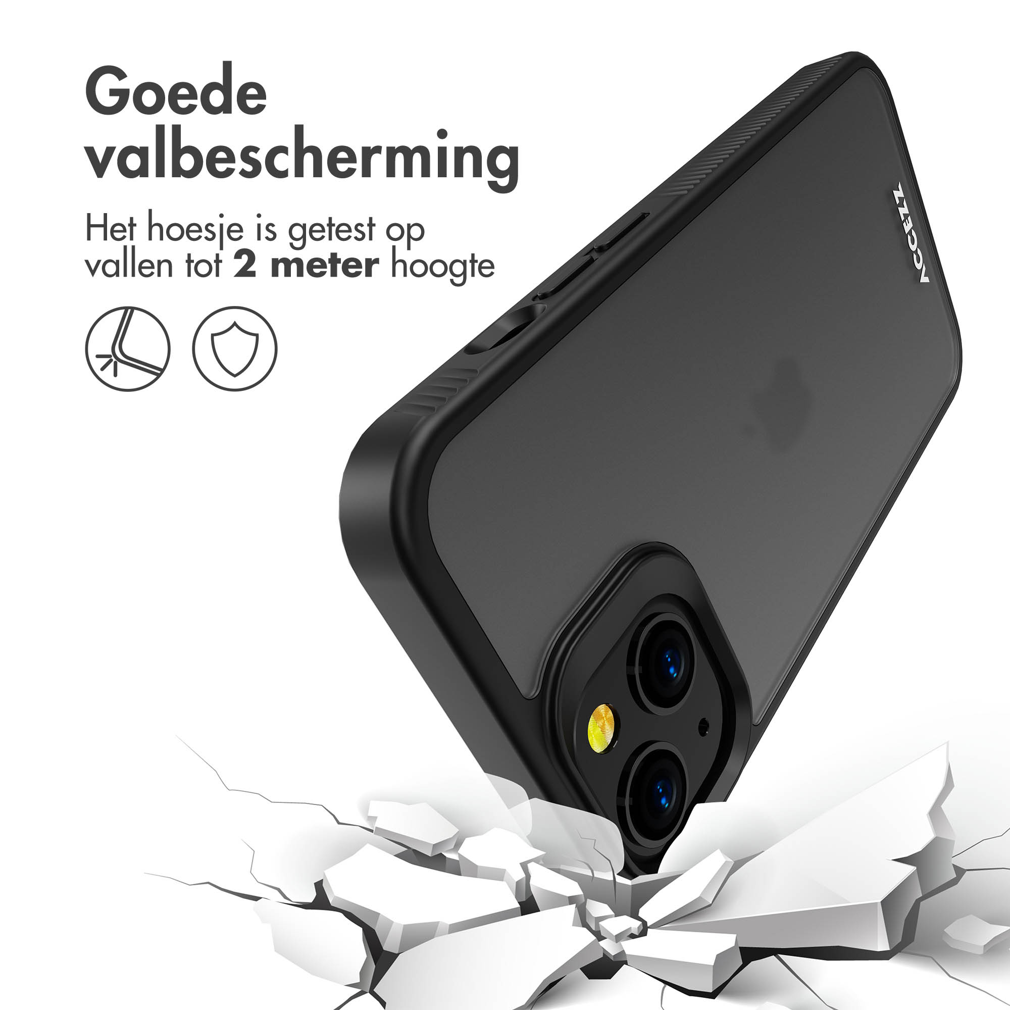 Accezz Rugged Frosted Backcover Apple iPhone 13 - Zwart - Afbeelding 10