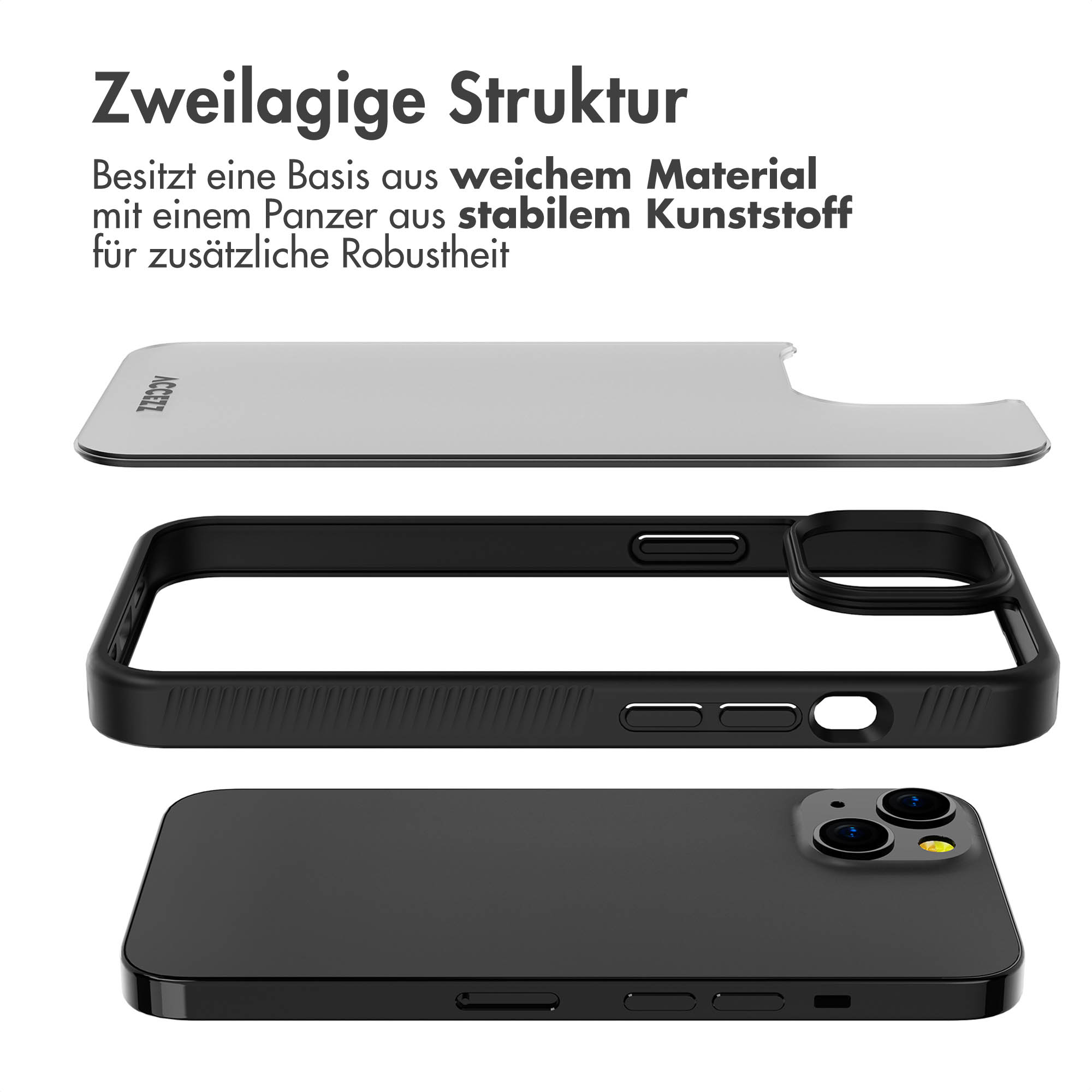 Accezz Rugged Frosted Backcover Apple iPhone 13 - Zwart - Afbeelding 5