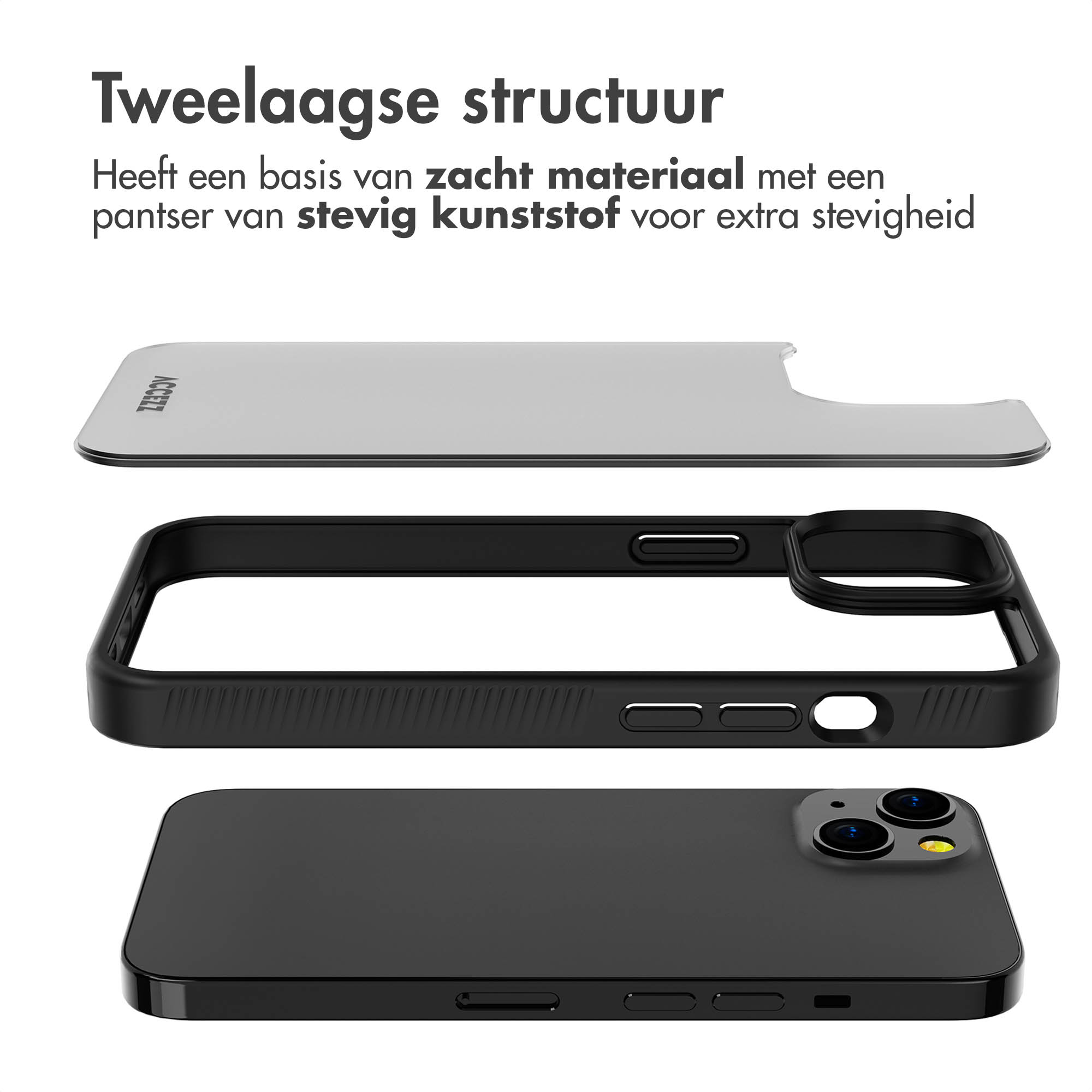 Accezz Rugged Frosted Backcover Apple iPhone 13 - Zwart - Afbeelding 6