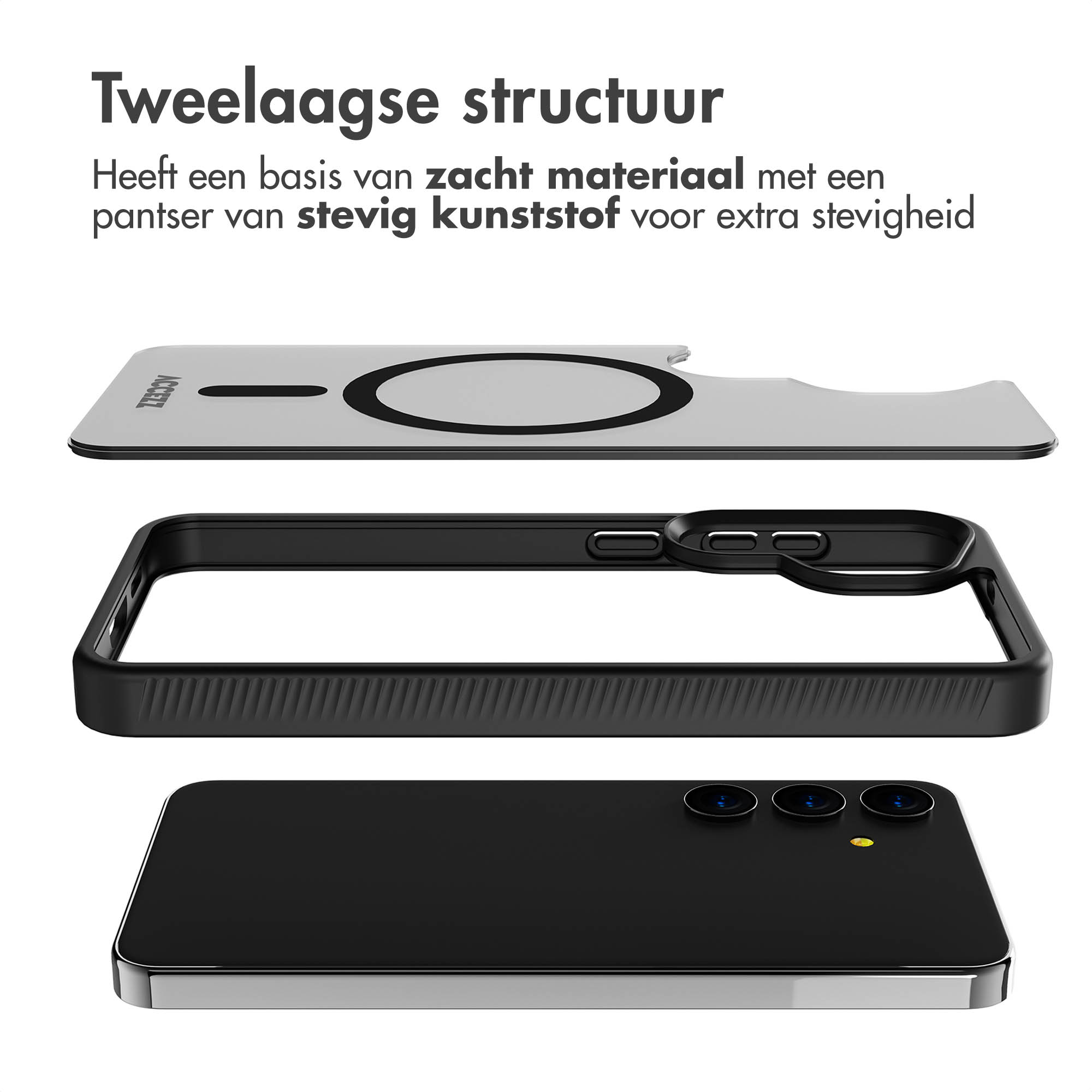 Accezz Rugged Frosted MagSafe Backcover Samsung Galaxy S24 Plus - Zwart - Afbeelding 6